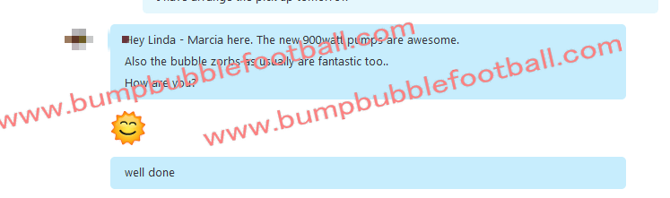 Great feedback for bubble zorbs from Marcia  2015-6-2